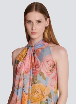 Pussy Bow Top With Pastel Roses Print-Balmain Fashion