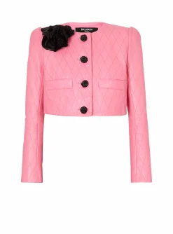 Quilted Cropped Leather Jacket-Balmain Best Sale