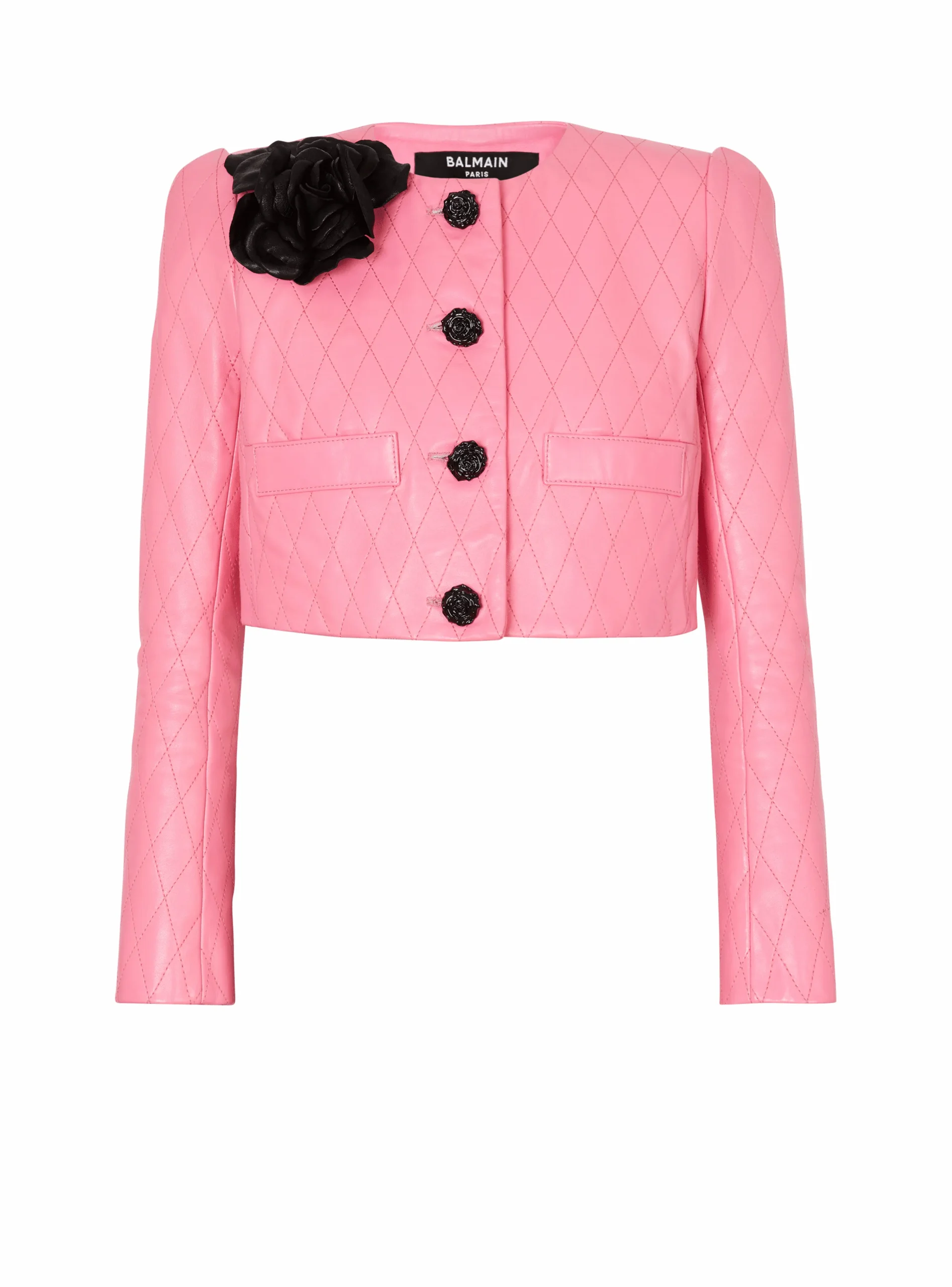 Quilted Cropped Leather Jacket-Balmain Best Sale