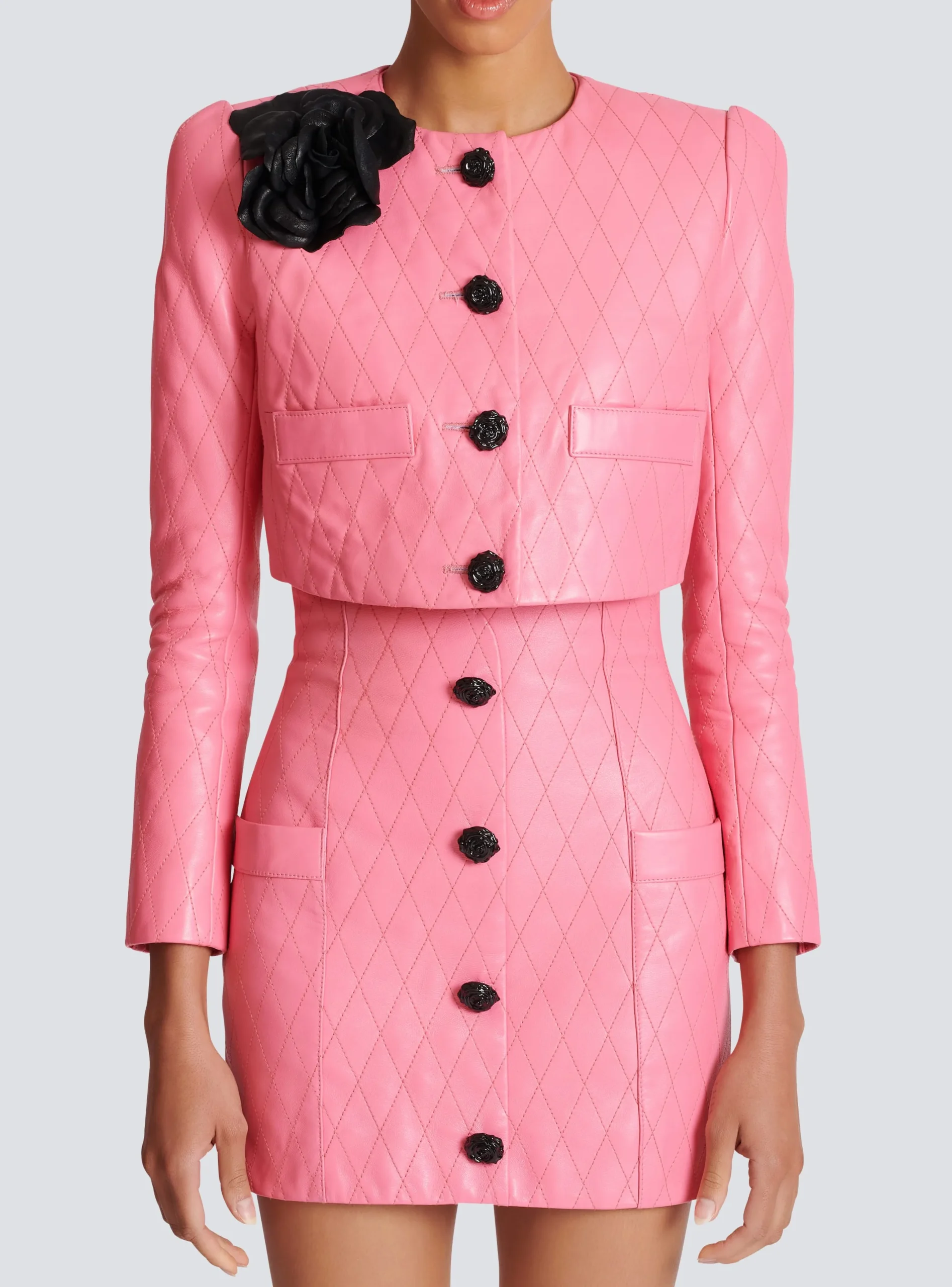 Quilted Cropped Leather Jacket-Balmain Best Sale