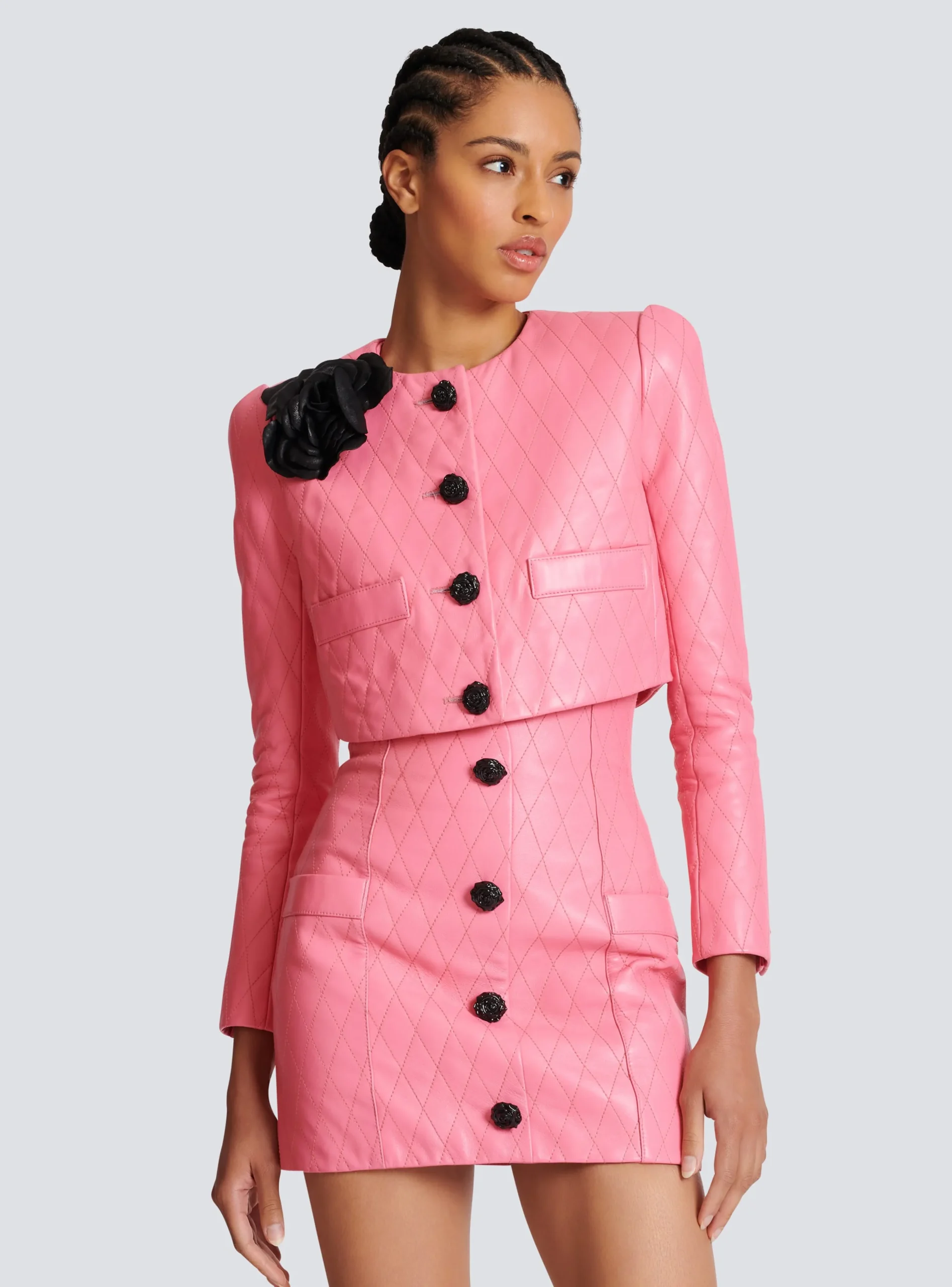 Quilted Cropped Leather Jacket-Balmain Best Sale