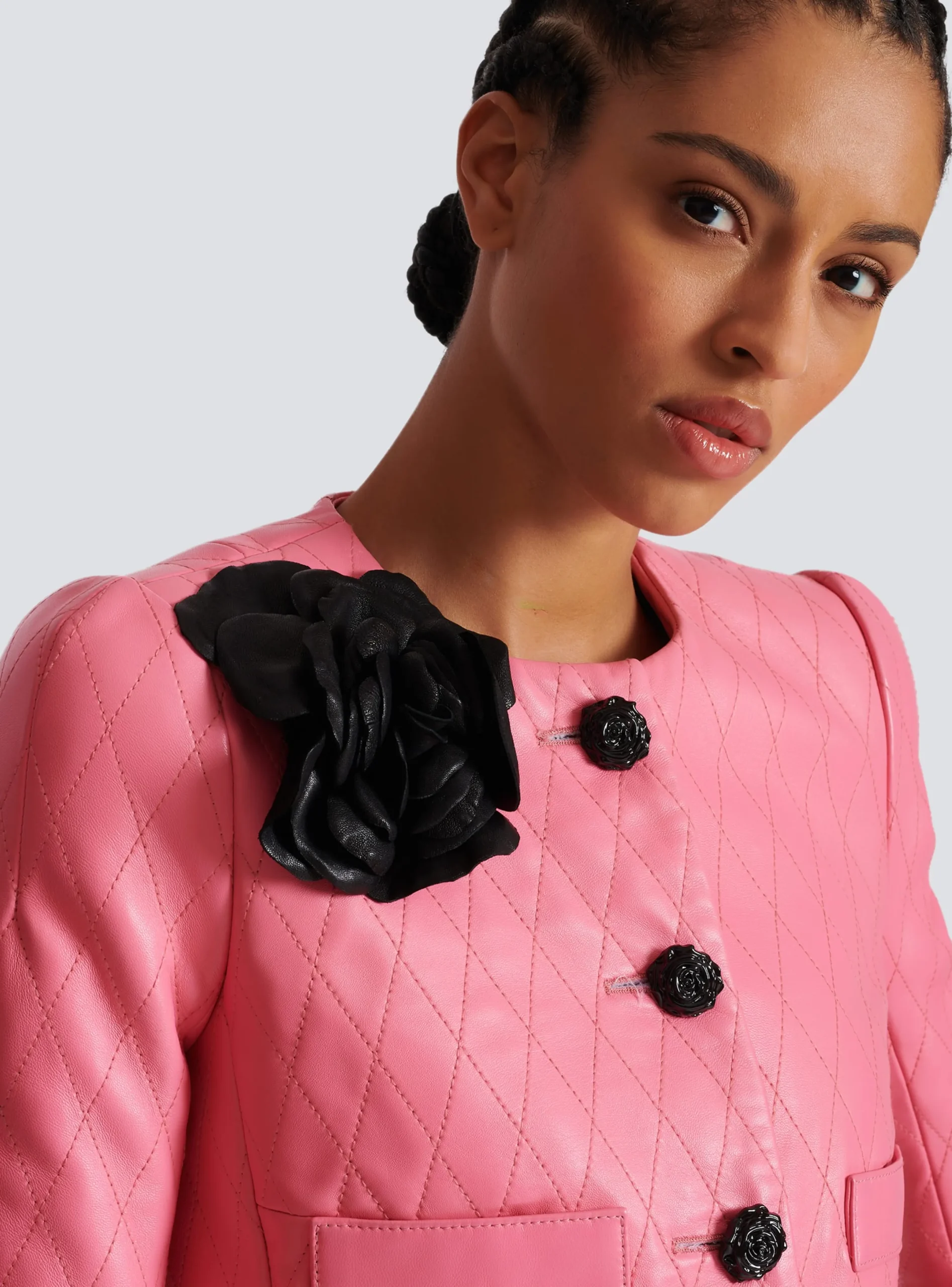 Quilted Cropped Leather Jacket-Balmain Best Sale