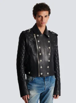 Quilted Leather Biker Jacket-Balmain Online