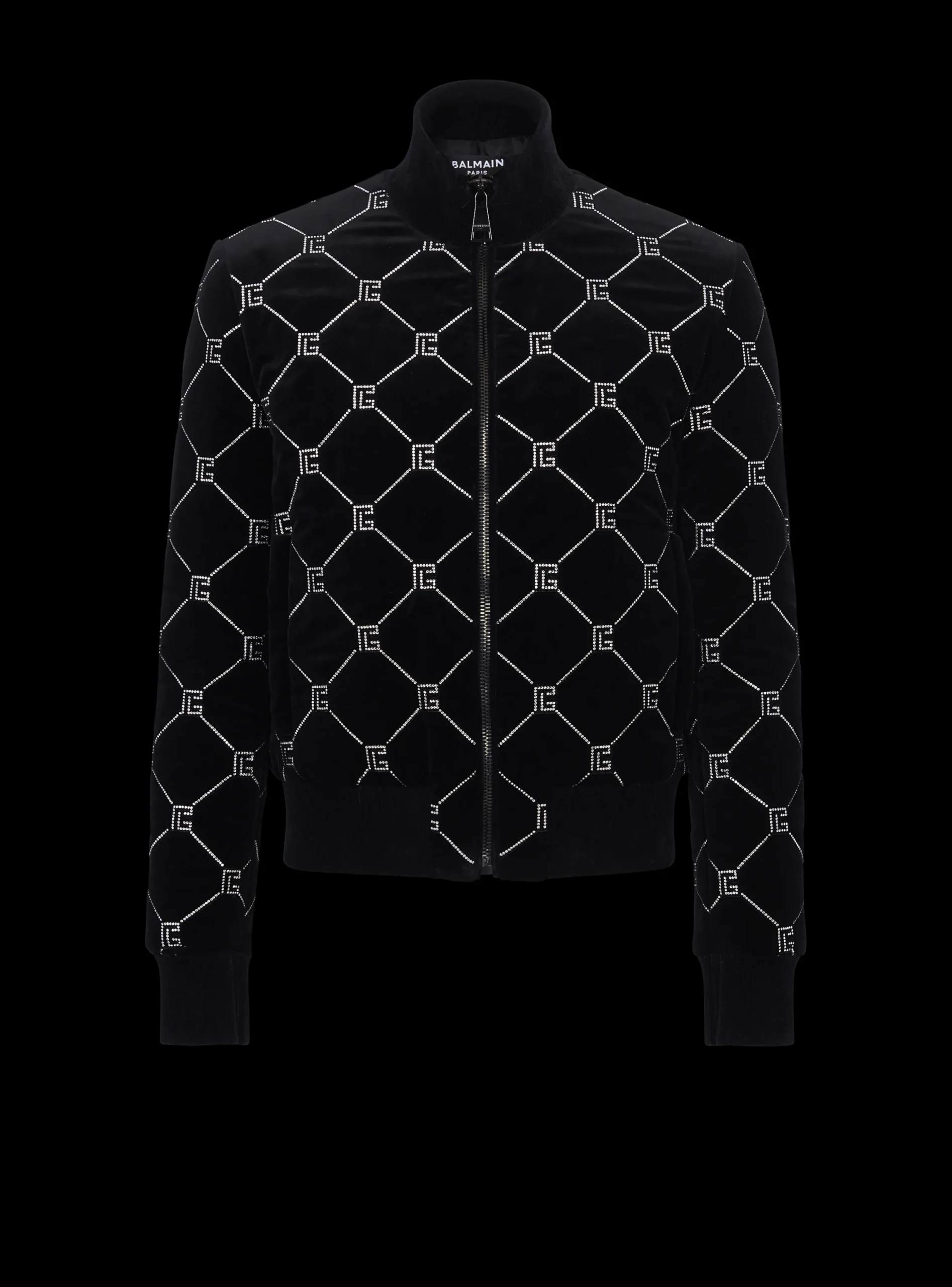 Quilted Rhinestone Bomber Jacket-Balmain New