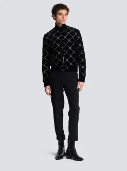 Quilted Rhinestone Bomber Jacket-Balmain New