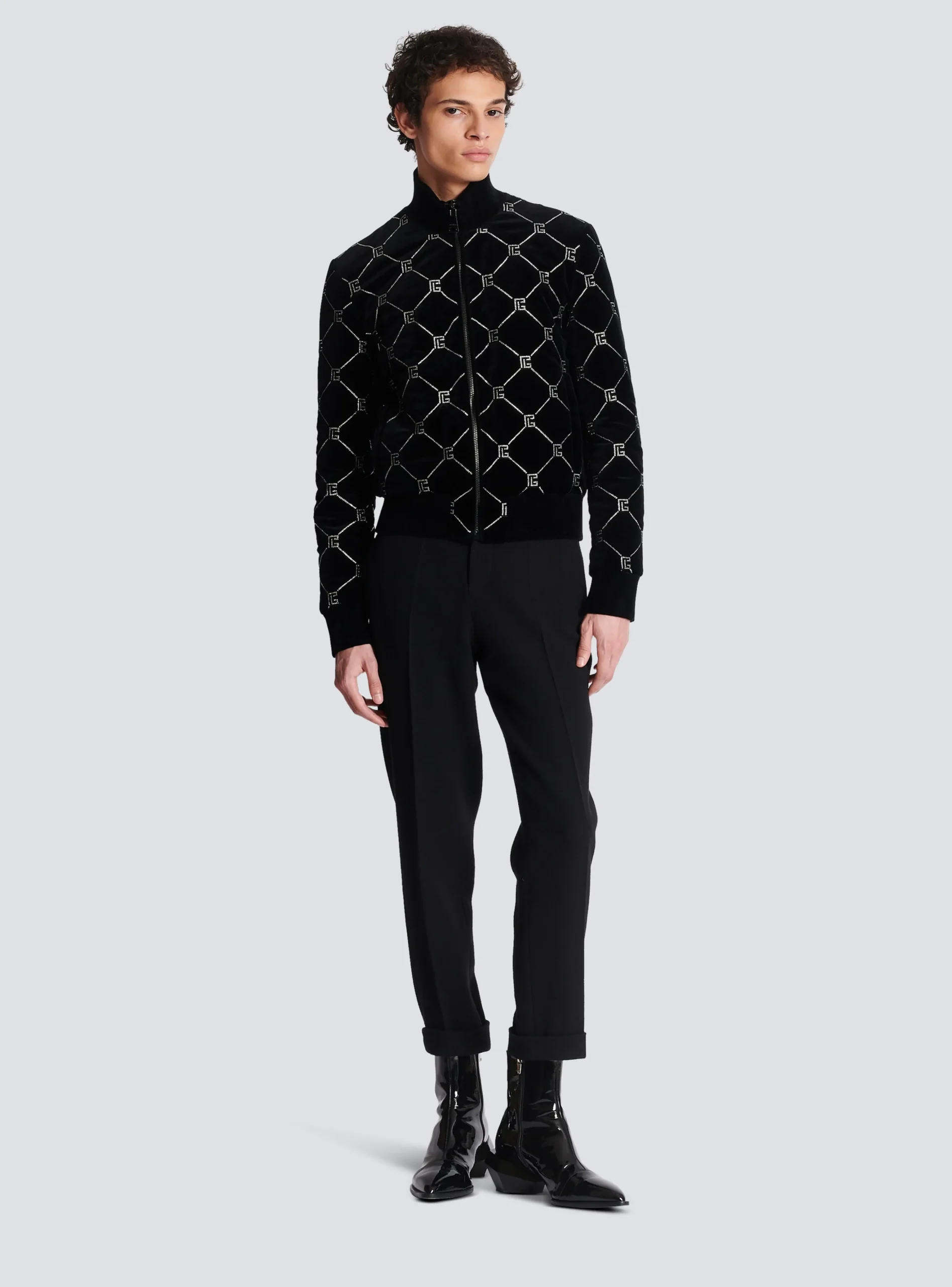 Quilted Rhinestone Bomber Jacket-Balmain New