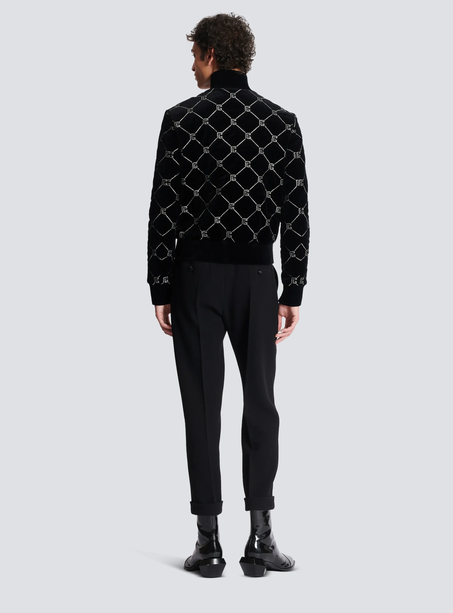 Quilted Rhinestone Bomber Jacket-Balmain New