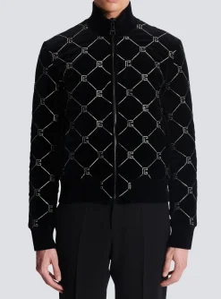 Quilted Rhinestone Bomber Jacket-Balmain New