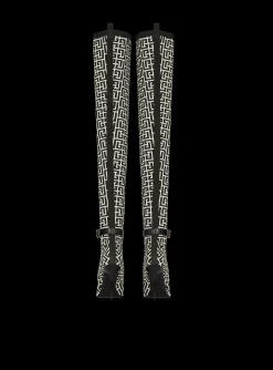 Raven Monogrammed Knit Thigh-high Boots-Balmain Clearance