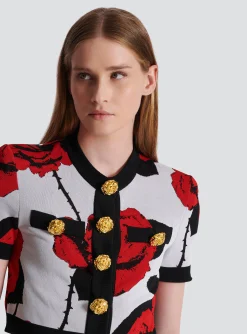 Roses Jacquard Knit Cardigan-Balmain Sale