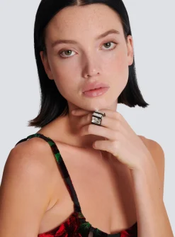 Resin And Rhinestone Ring-Balmain Sale