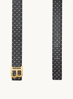 Reversible Calfskin B-Belt With A Polka Dots Print-Balmain Clearance