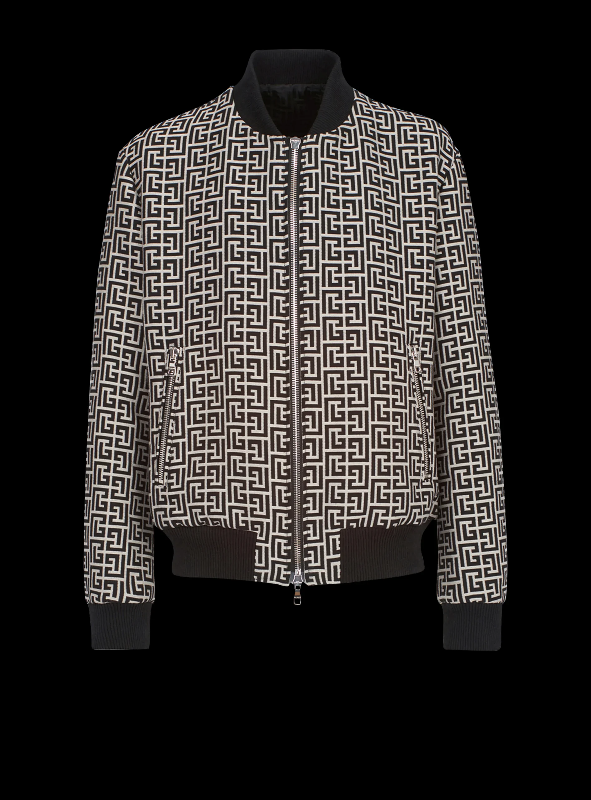 Reversible Cotton Bomber Jacket With Monogram-Balmain Discount