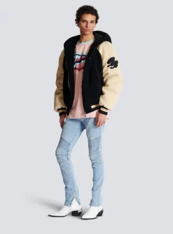 Reversible Varsity-style Puffer Jacket With Hood-Balmain Clearance