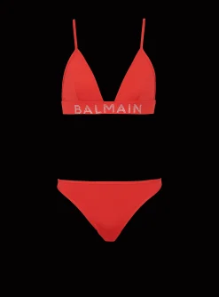 Rhinestoned Triangle Bikini-Balmain Shop
