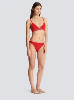 Rhinestoned Triangle Bikini-Balmain Shop