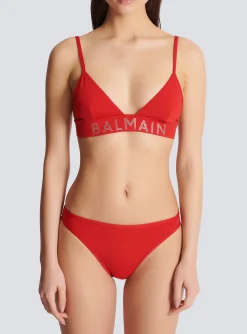 Rhinestoned Triangle Bikini-Balmain Shop