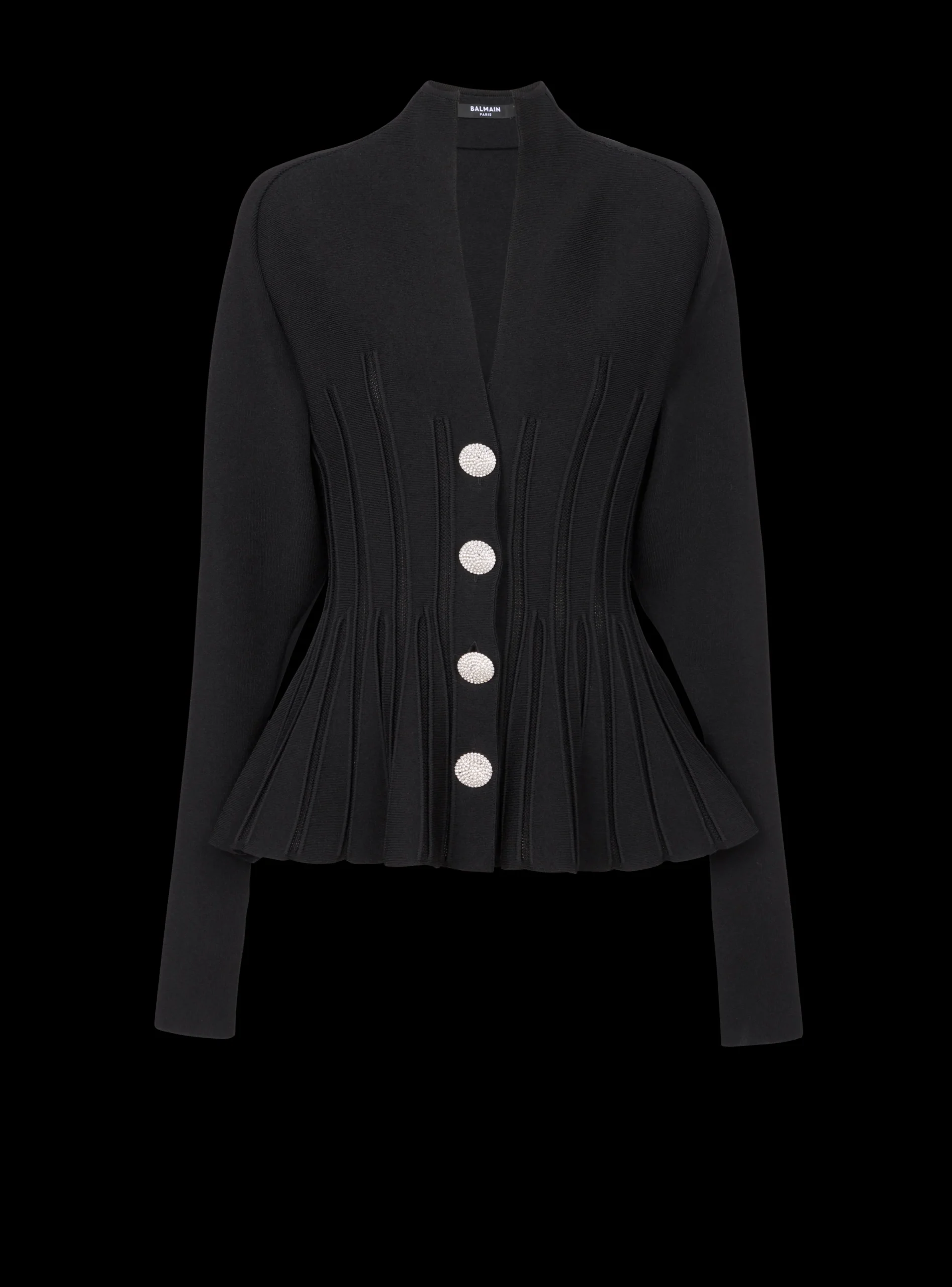 Ribbed Knit Peplum Cardigan-Balmain Discount