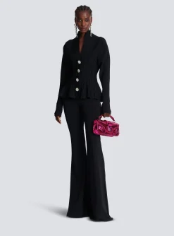 Ribbed Knit Peplum Cardigan-Balmain Discount