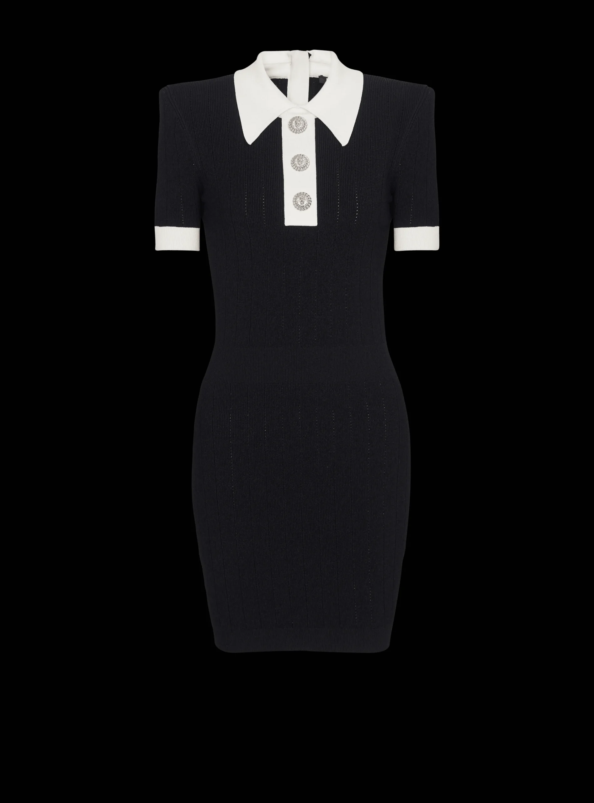 Ribbed Knit Polo Dress-Balmain Outlet