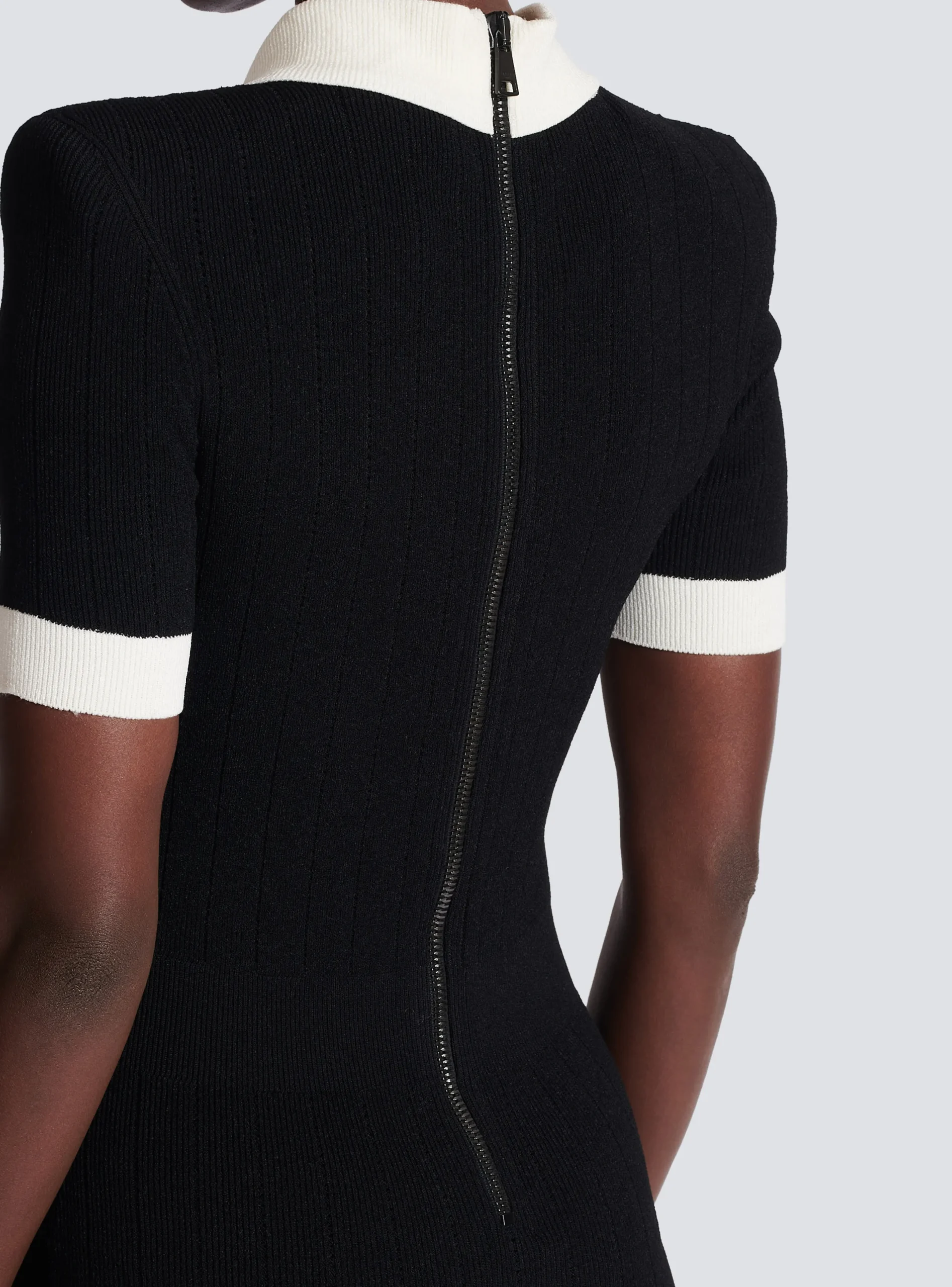 Ribbed Knit Polo Dress-Balmain Outlet