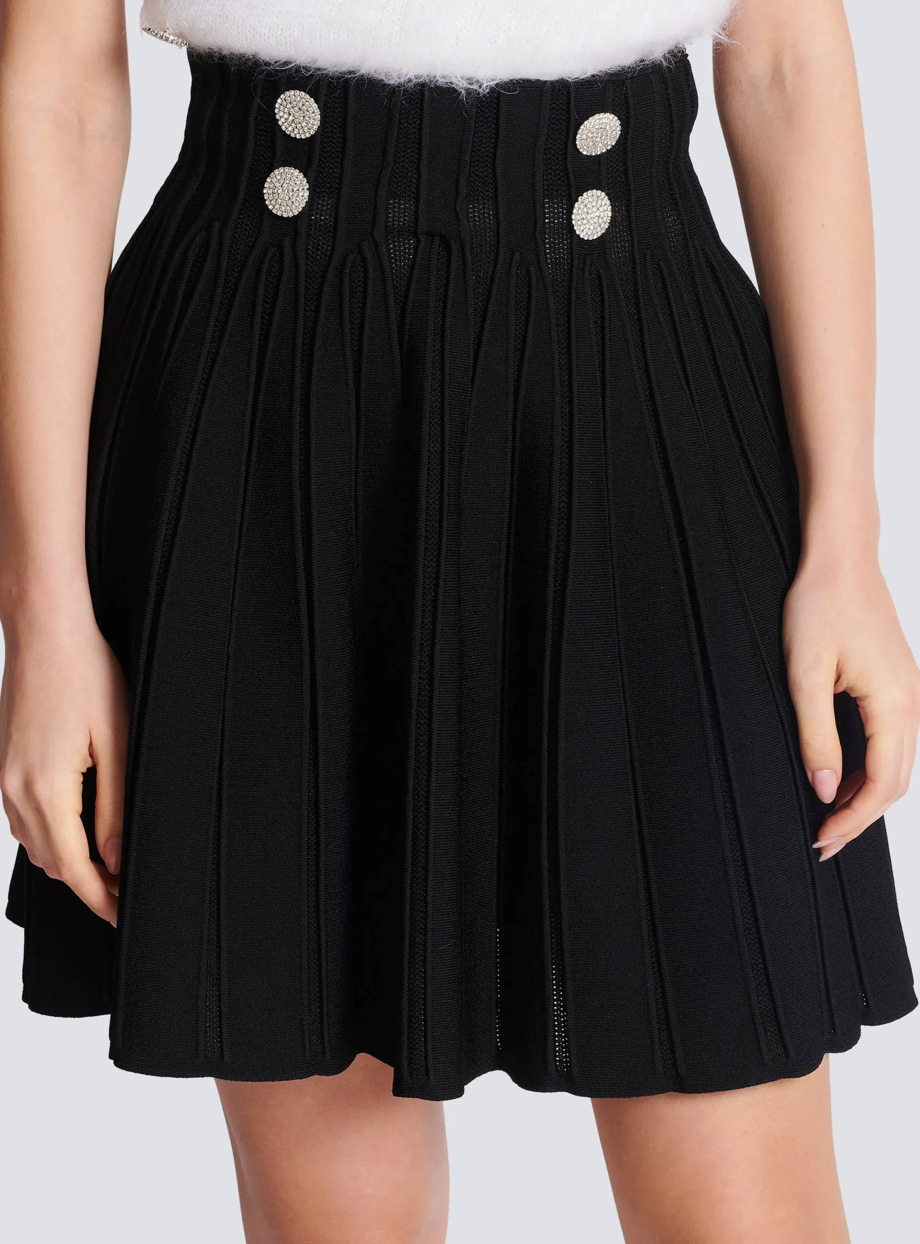 Ribbed Knit Skater Skirt-Balmain Store