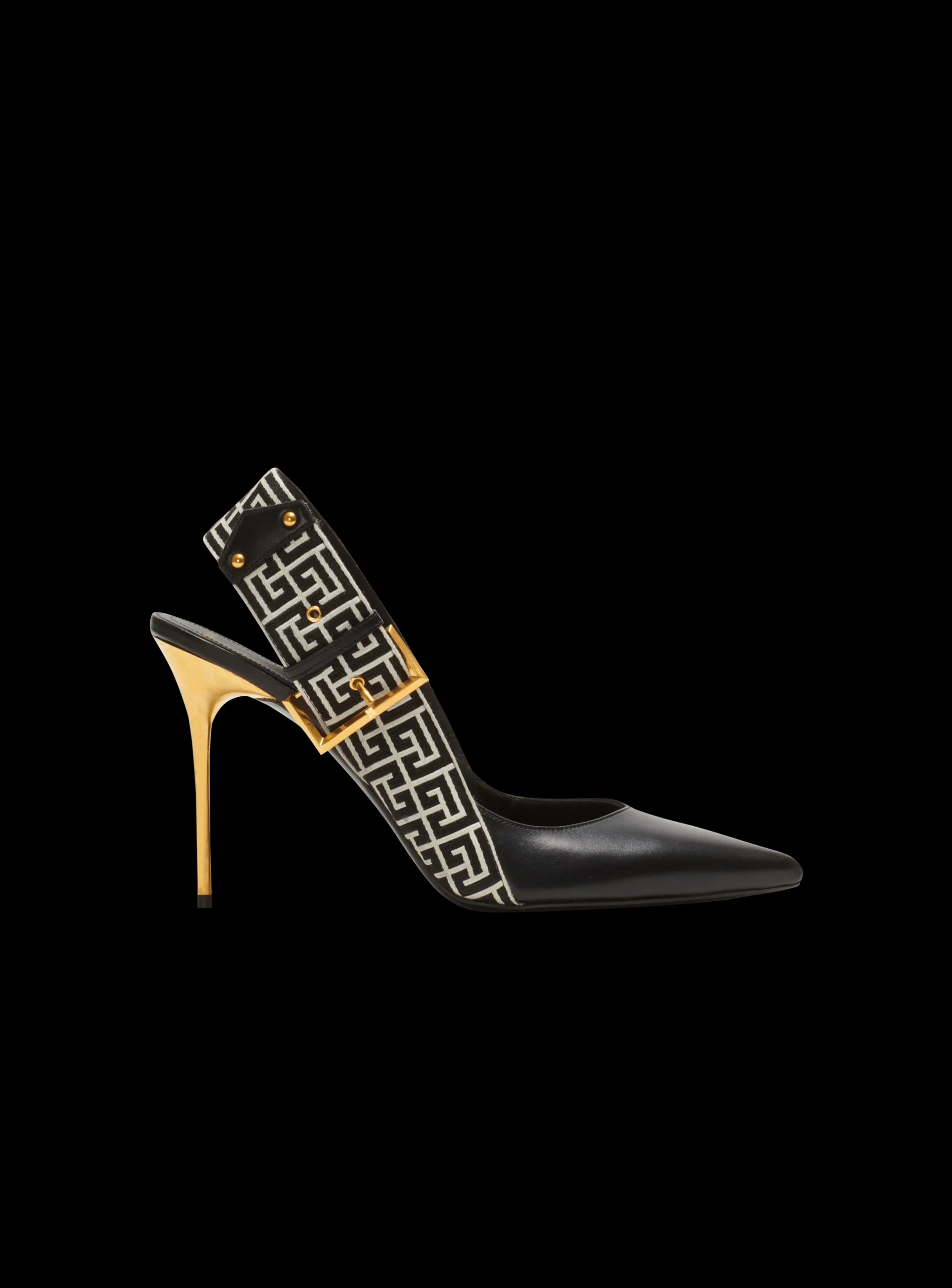 Ruby Monogrammed Leather Slingbacks-Balmain Discount