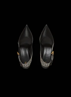 Ruby Monogrammed Leather Slingbacks-Balmain Discount