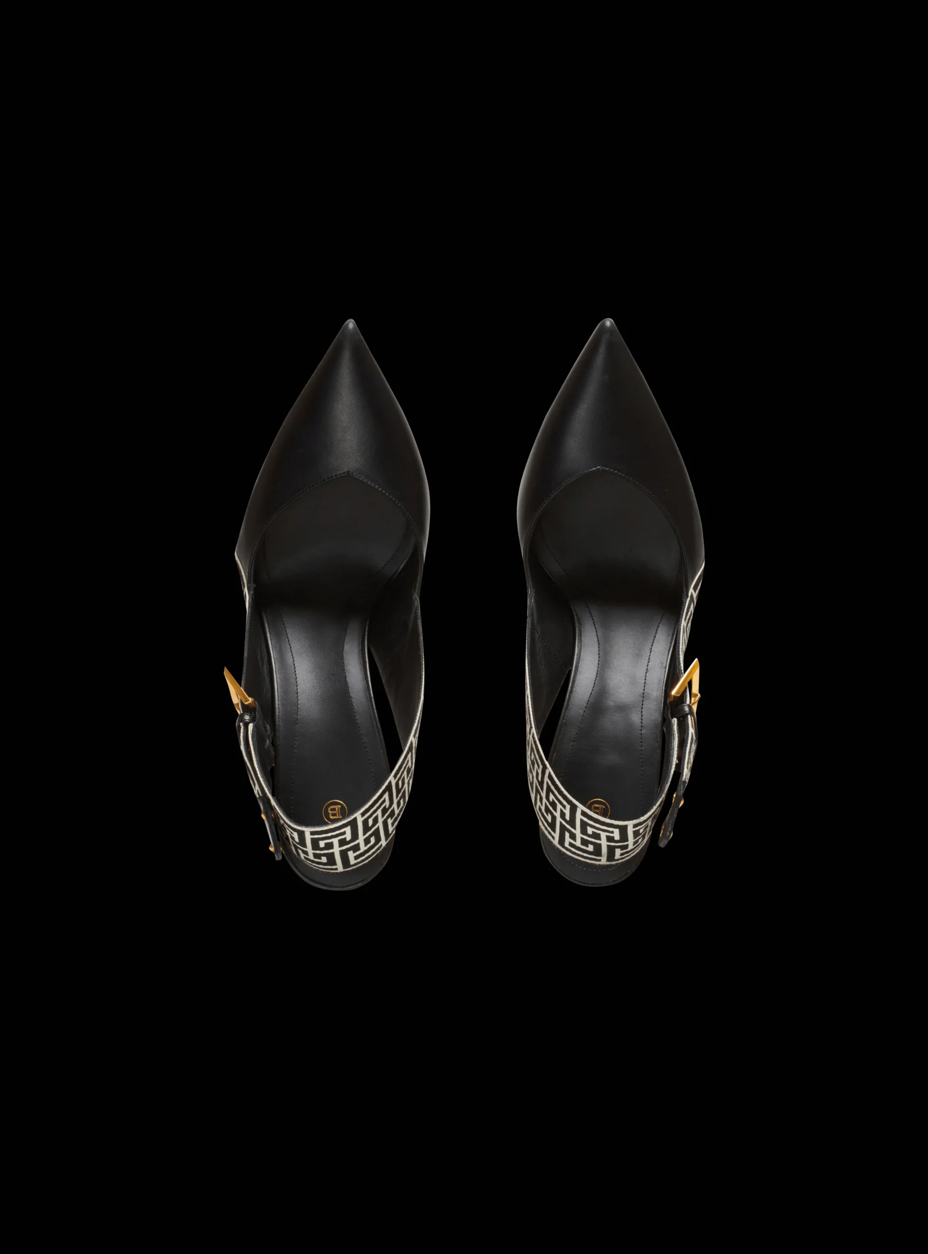 Ruby Monogrammed Leather Slingbacks-Balmain Discount