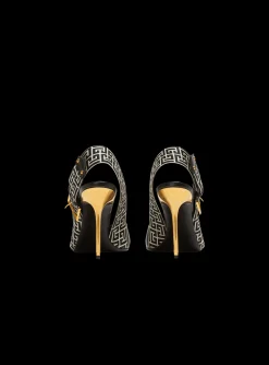 Ruby Monogrammed Leather Slingbacks-Balmain Discount