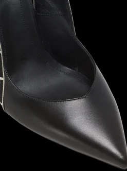Ruby Monogrammed Leather Slingbacks-Balmain Discount