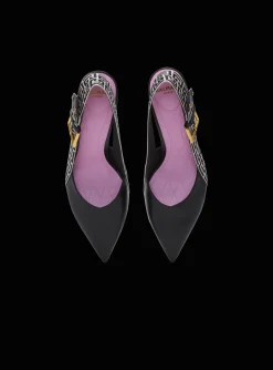 Ruby Stiletto Slingbacks In Calfskin And PB Labyrinth Canvas-Balmain New