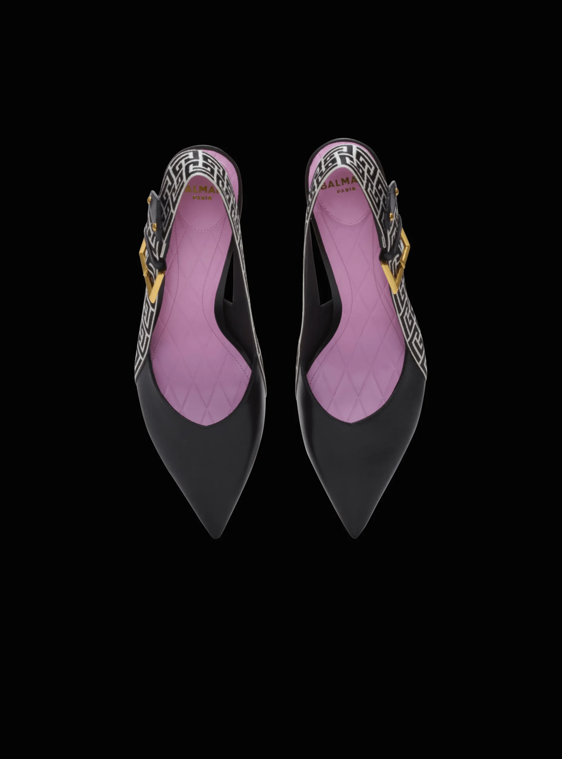 Ruby Stiletto Slingbacks In Calfskin And PB Labyrinth Canvas-Balmain New