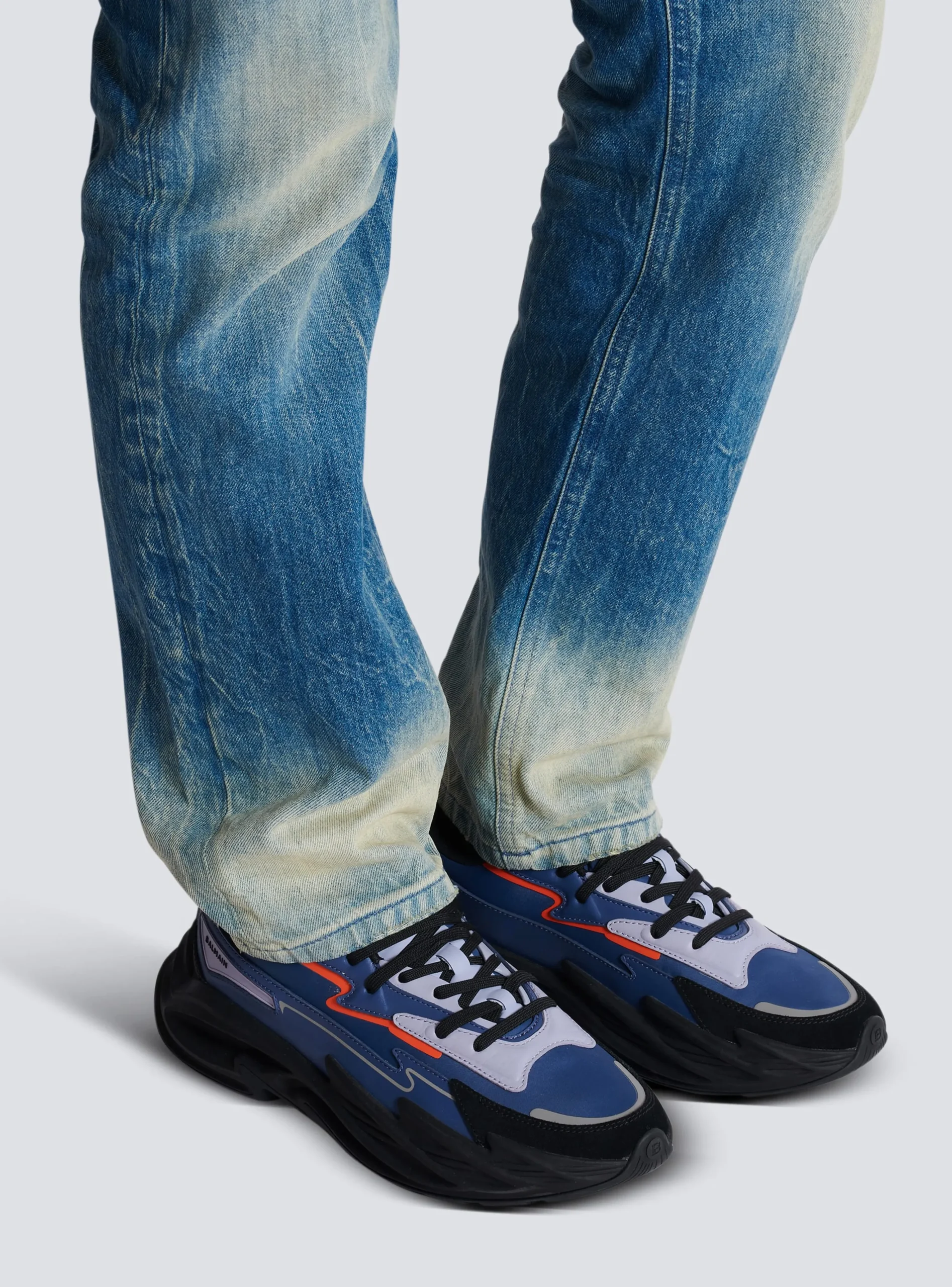 Run-Row Leather And Nylon Trainers-Balmain Cheap