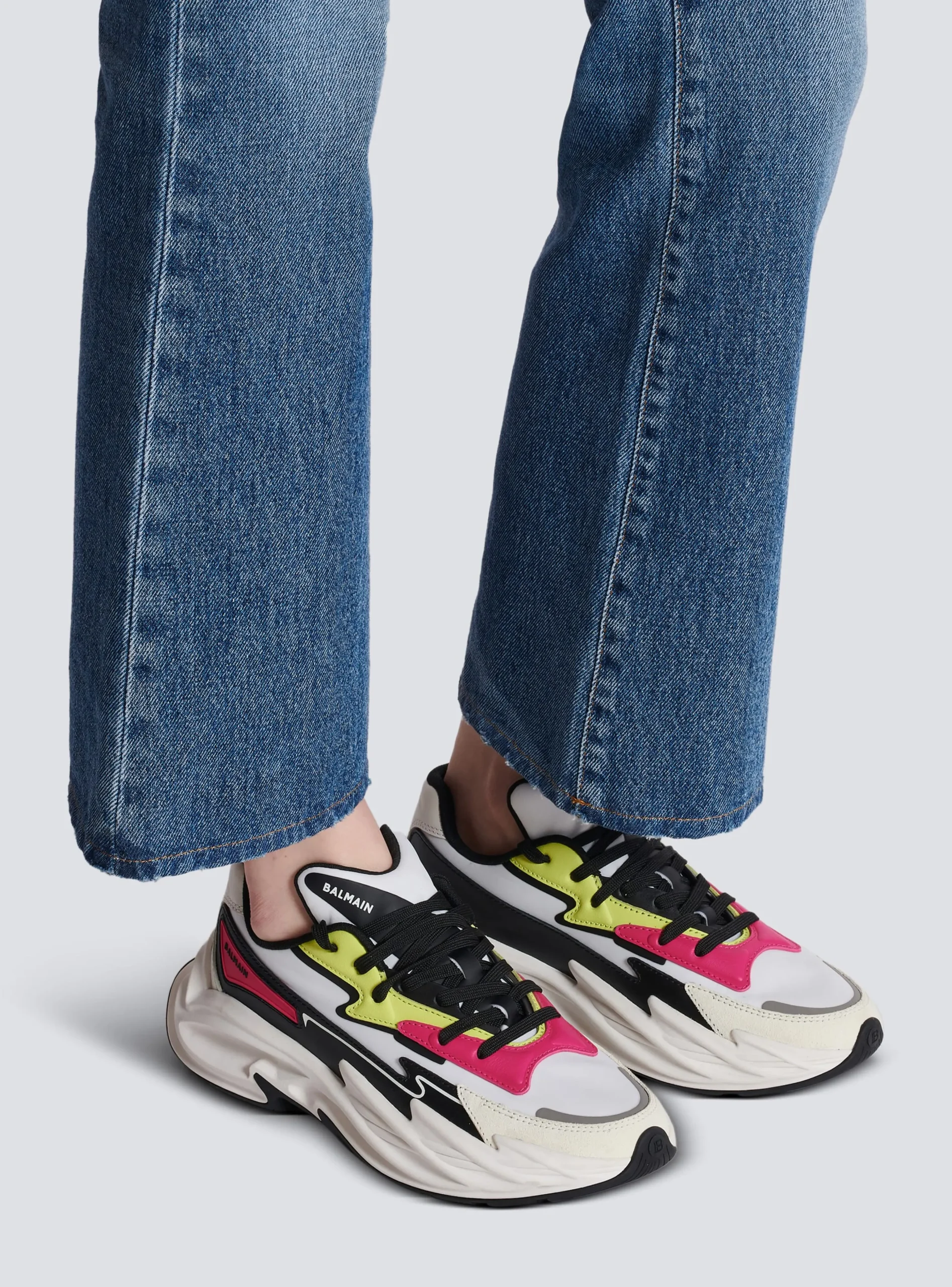 Run-Row Leather And Nylon Trainers-Balmain Cheap