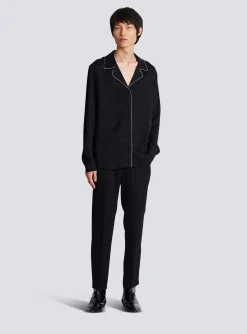 Satin Monogram Jacquard Trousers-Balmain Best