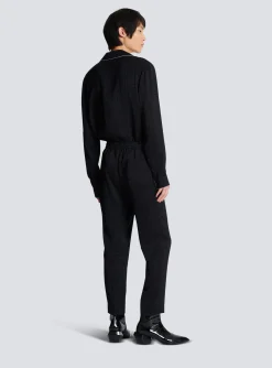 Satin Monogram Jacquard Trousers-Balmain Best