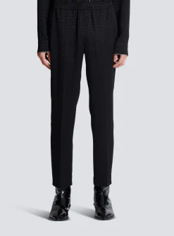 Satin Monogram Jacquard Trousers-Balmain Best