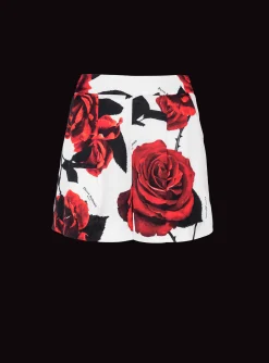 Satin Shorts With Roses Print-Balmain Outlet