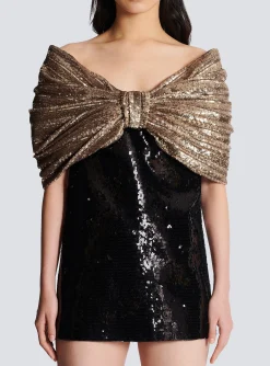 Sequinned Dress With Oversized Bow-Balmain Flash Sale