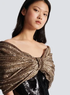 Sequinned Dress With Oversized Bow-Balmain Flash Sale