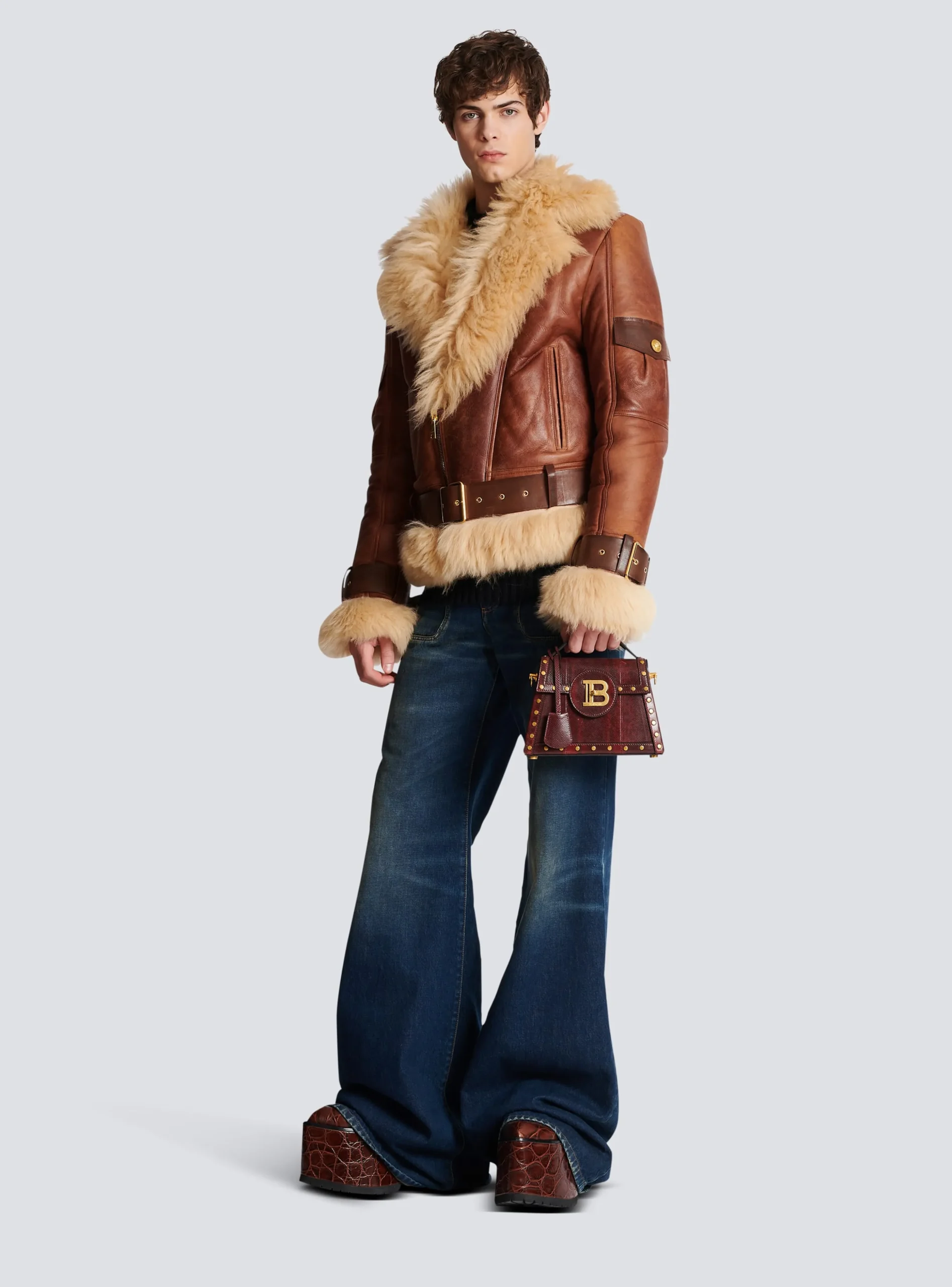 Sheepskin Aviator Jacket-Balmain Shop