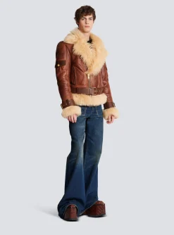 Sheepskin Aviator Jacket-Balmain Shop