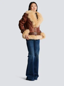 Sheepskin Aviator Jacket-Balmain Shop