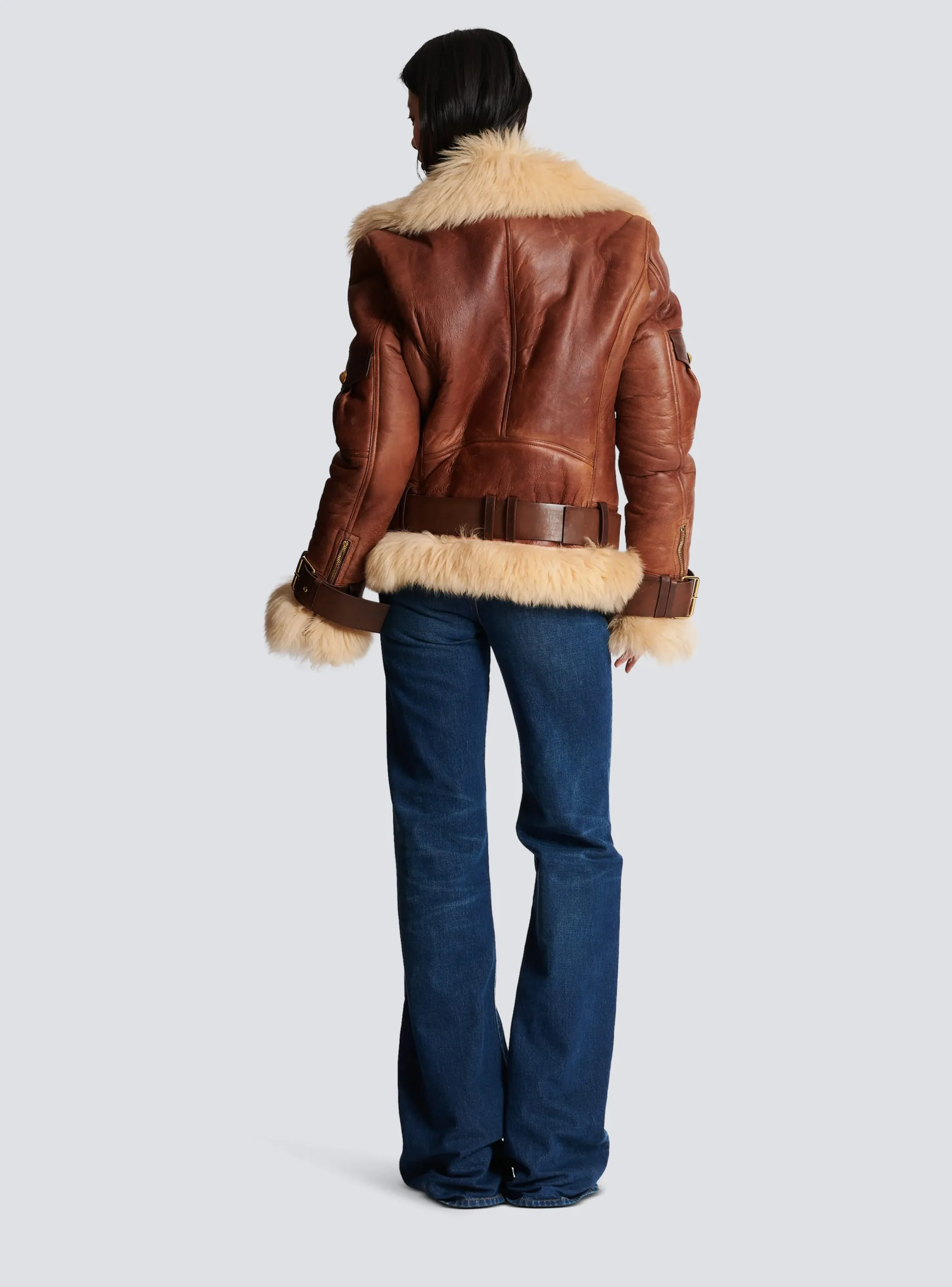 Sheepskin Aviator Jacket-Balmain Shop