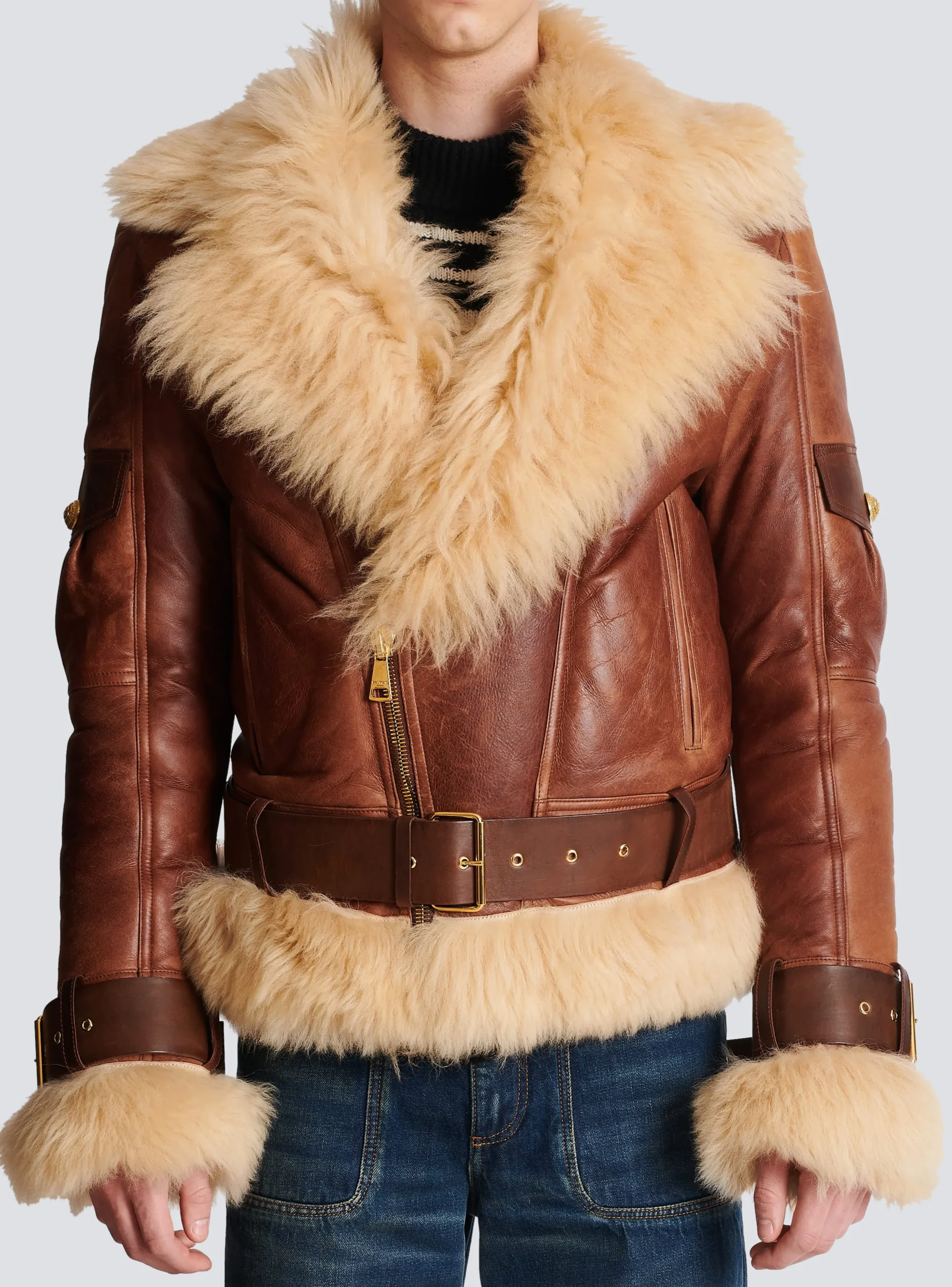 Sheepskin Aviator Jacket-Balmain Shop