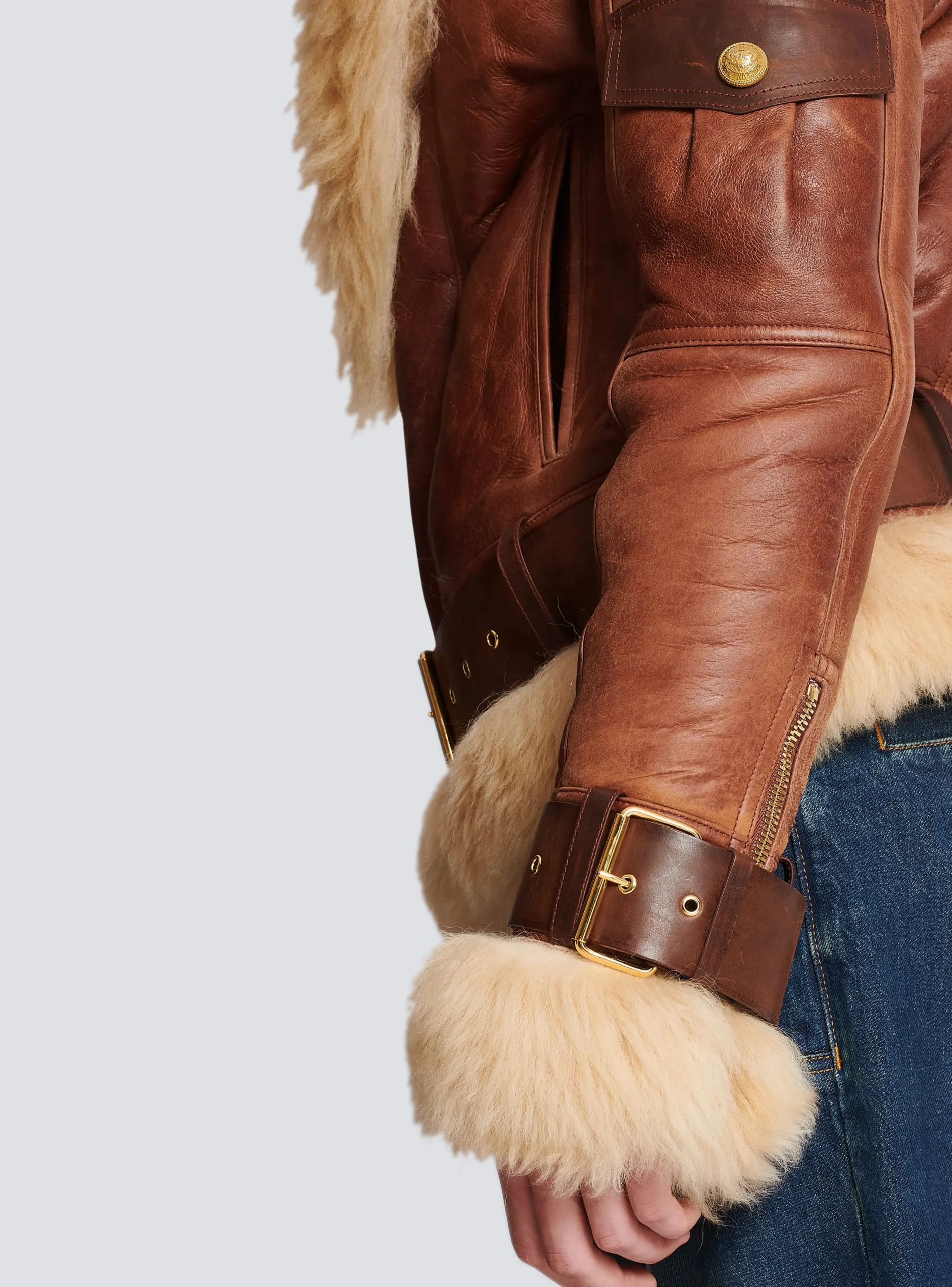 Sheepskin Aviator Jacket-Balmain Shop