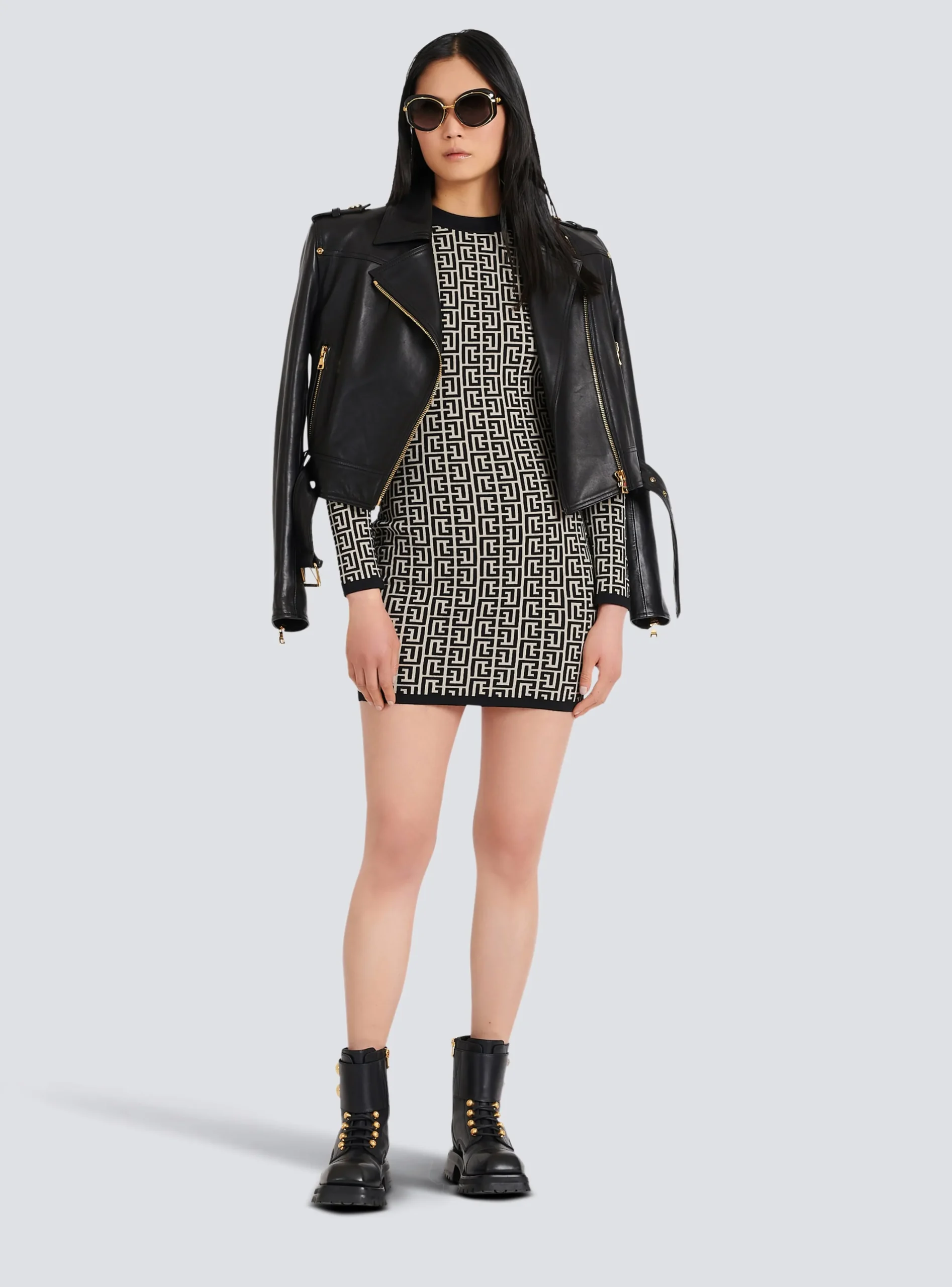 Short Bicolor Jacquard Dress With Monogram-Balmain Hot