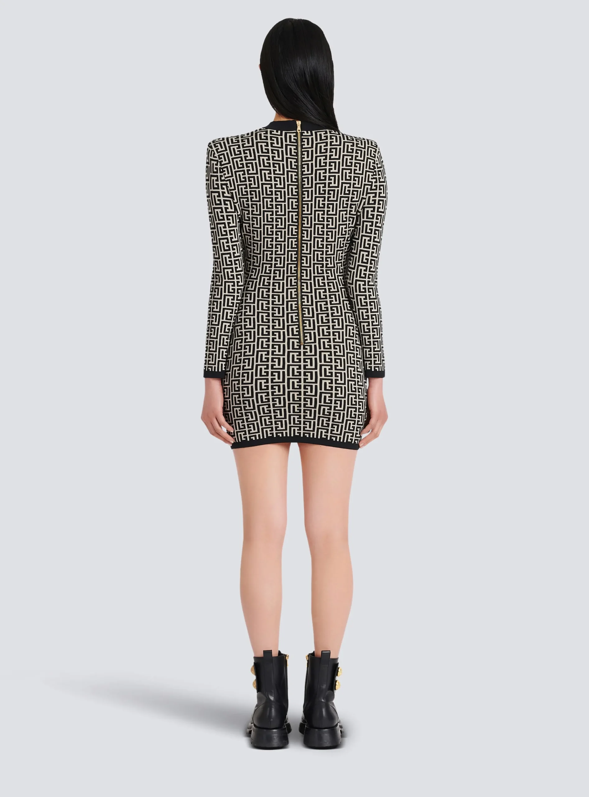 Short Bicolor Jacquard Dress With Monogram-Balmain Hot