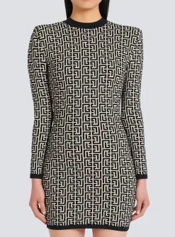 Short Bicolor Jacquard Dress With Monogram-Balmain Hot